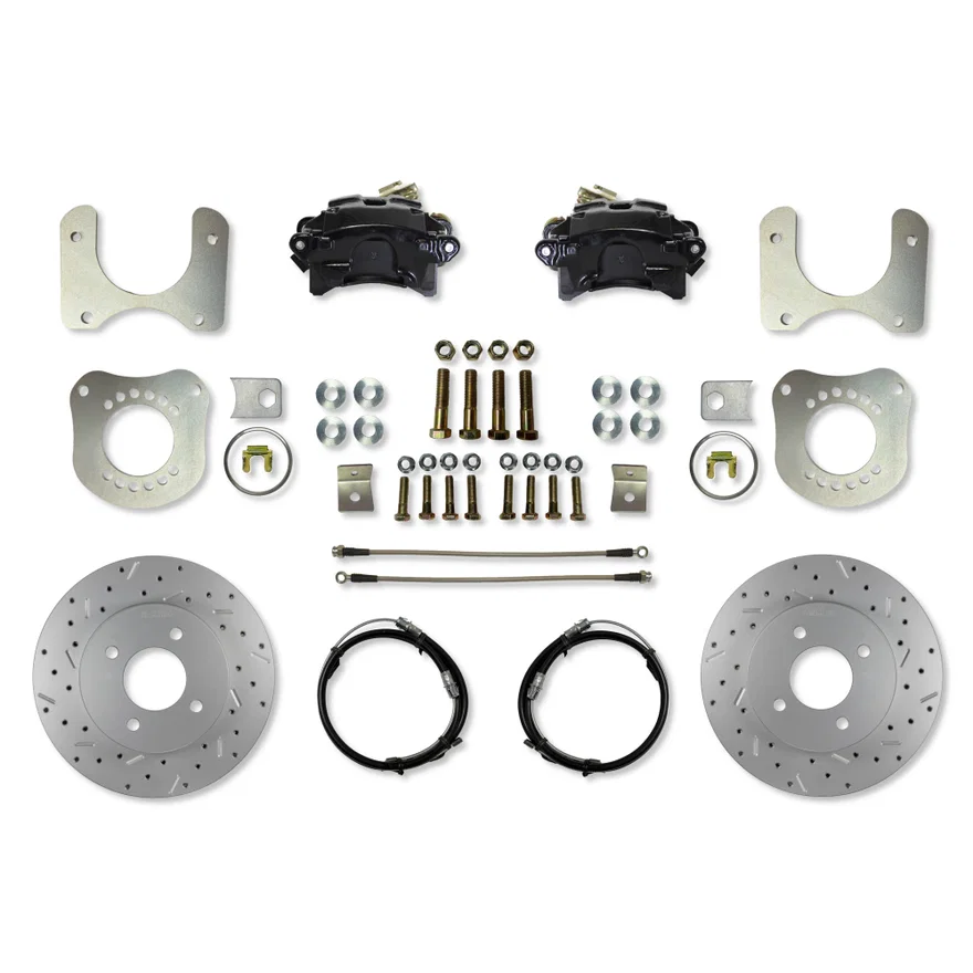 Rear Disc Brake Kit  with Drilled Rotors and Black Powder Coated Calipers