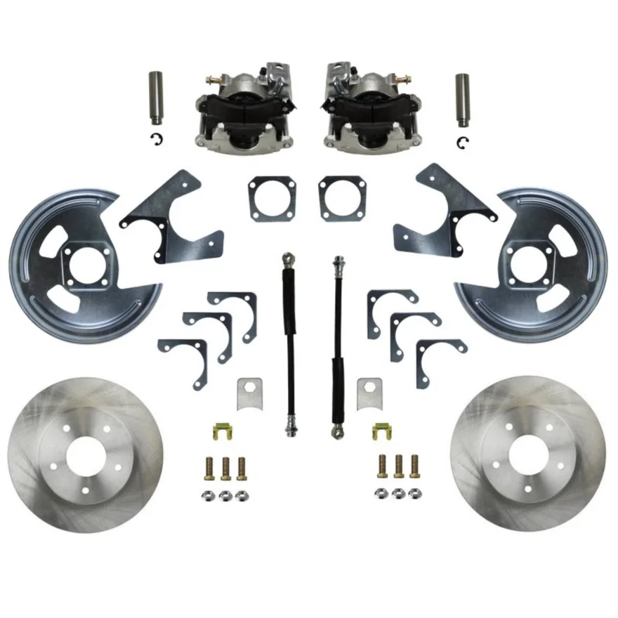 Rear Disc Brake Kit  with Plain Rotors and Zinc Plated Calipers