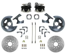 Rear Disc Brake Kit  with Drilled Rotors and Zinc Plated Calipers image 1