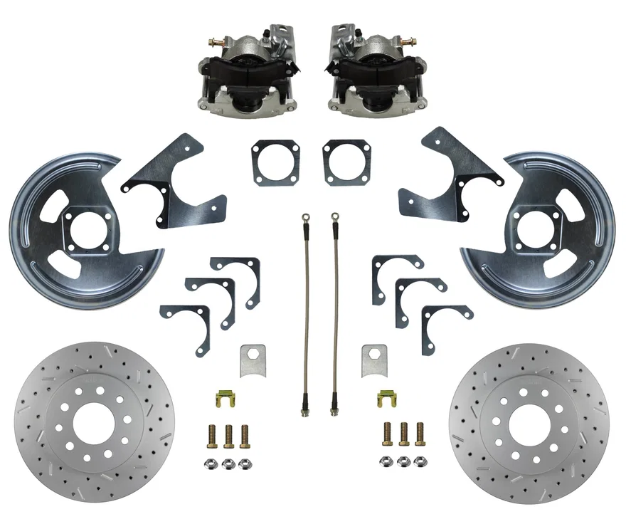 Rear Disc Brake Kit  with Drilled Rotors and Zinc Plated Calipers