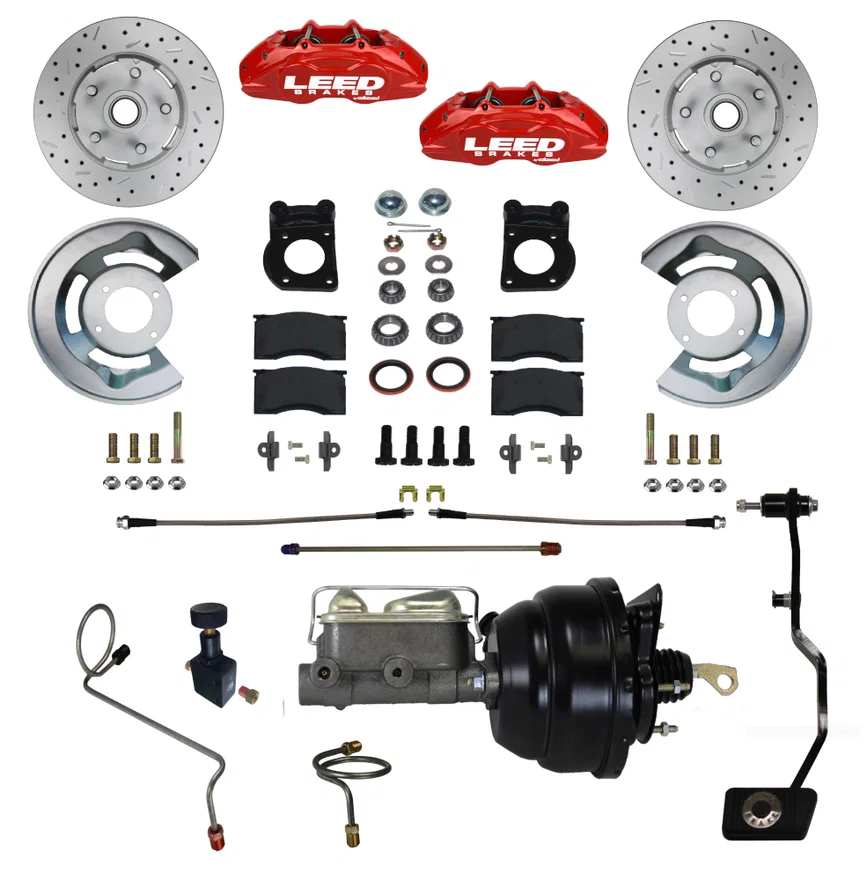 Power Front Kit with Drilled Rotors and Red Powder Coated Calipers
