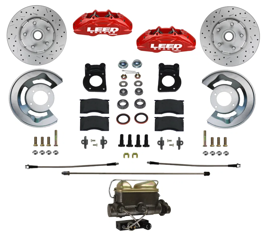 Manual Front Kit with Drilled Rotors and Red Powder Coated Calipers