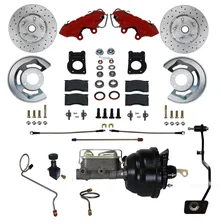 Power Front Kit with Drilled Rotors and Red Powder Coated Calipers image 1