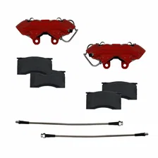 Front New fully tested loaded calipers with stainless steel pistons red powder coated pair image 1