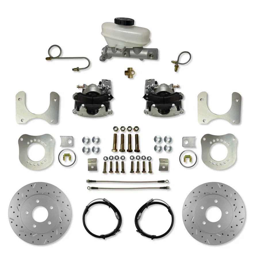 Rear Disc Brake Kit with Drilled Rotors and Zinc Plated Calipers for Ford Mustang