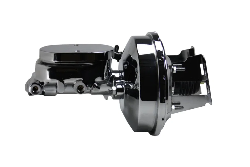 9 inch power booster, 1-1/8 inch bore flat top master (Chrome)