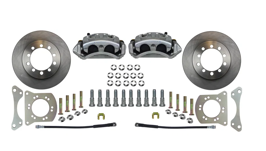 Front Spindle Kit with Plain Rotors and Zinc Plated Calipers for Jeep