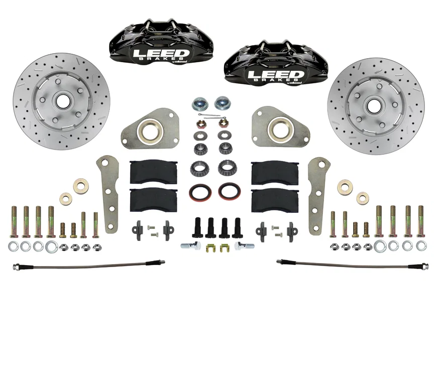 Front Spindle Kit with Drilled Rotors and Black Powder CoatedCalipers