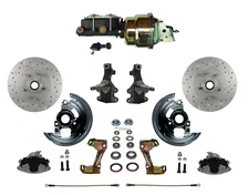 Front Power 2" Drop Spindle Kit with Drilled Rotors and Zinc Plated Calipers image 1