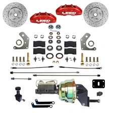 Power Front Kit with Drilled Rotors and Red Powder Coated Calipers image 1