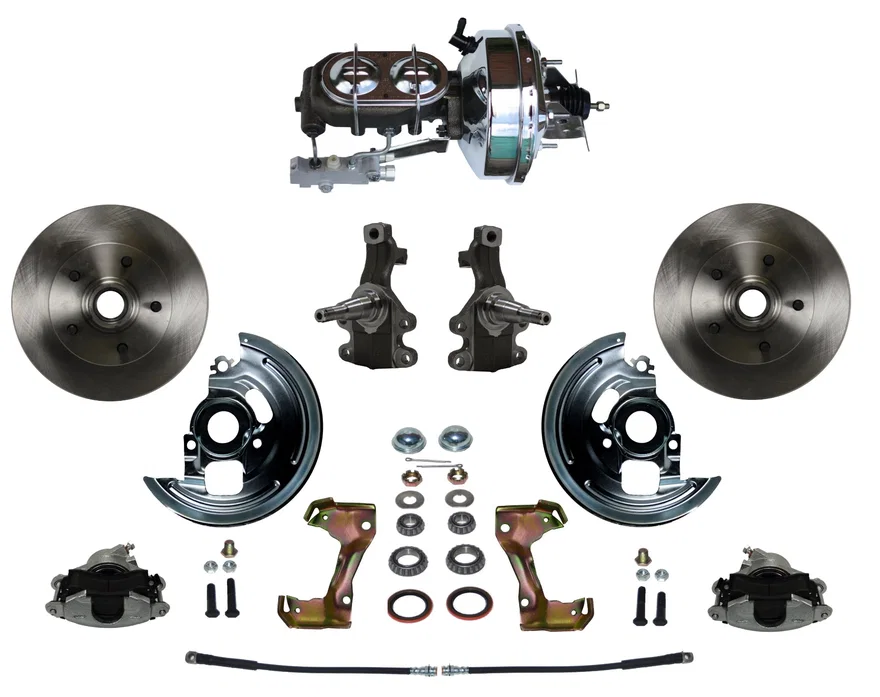 Front Power 2" Drop Spindle Kit with Plain Rotors and Zinc Plated Calipers
