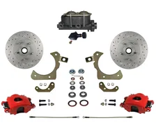 Manual Front Kit with Drilled Rotors and Red Powder Coated Calipers for Chevrolet image 1