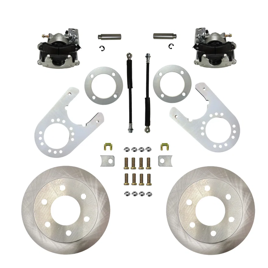 Rear Disc Brake Kit  with Plain Rotors and Zinc Plated Calipers