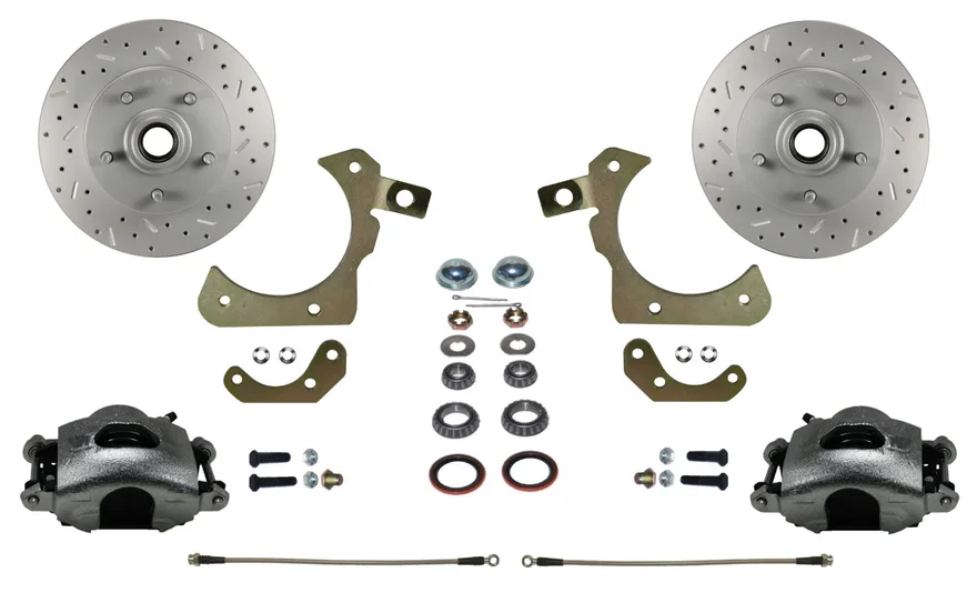 Front Spindle Kit with Drilled Rotors and Zinc Plated Calipers for Chevrolet