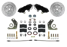 Front Spindle Kit with Drilled Rotors and Black Powder Coated Calipers image 1