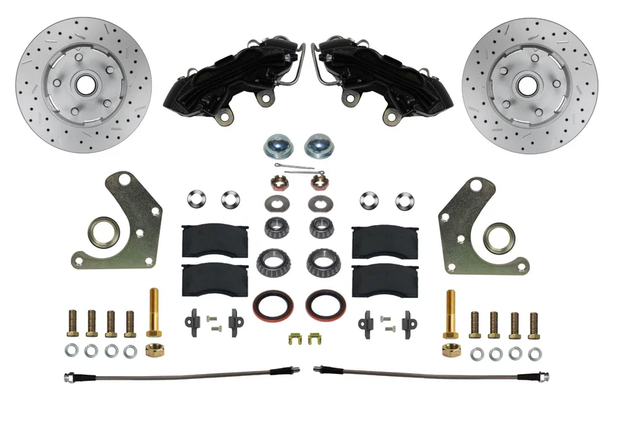Front Spindle Kit with Drilled Rotors and Black Powder Coated Calipers