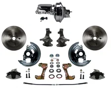 Front Power 2" Drop Spindle Kit with Plain Rotors and Zinc Plated Calipers image 1