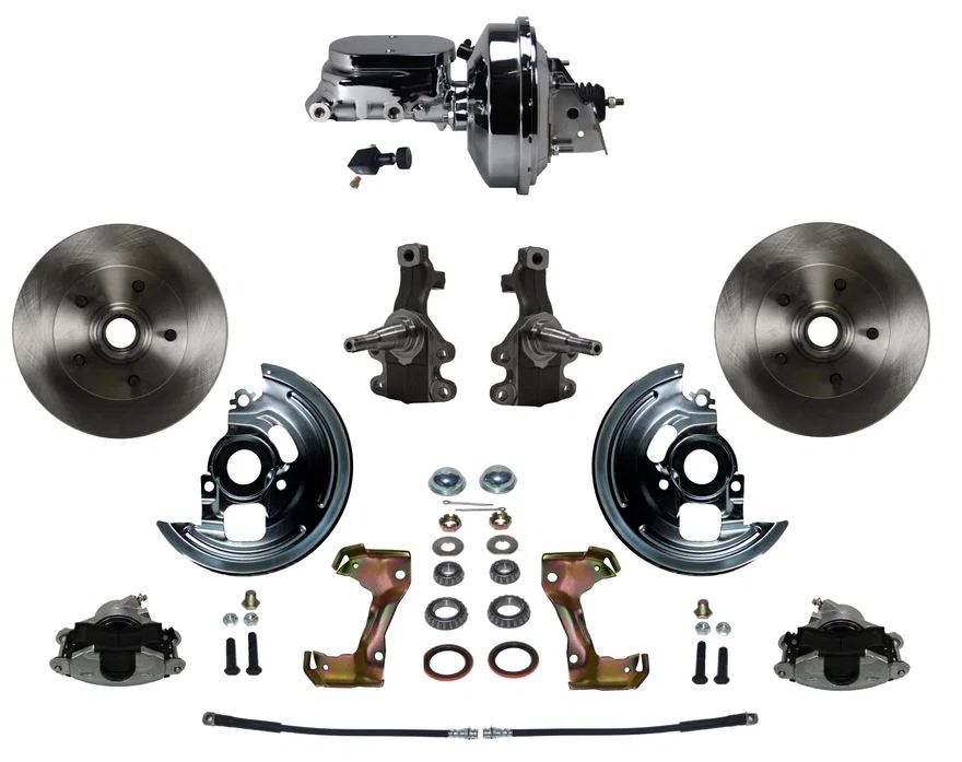 Front Power 2" Drop Spindle Kit with Plain Rotors and Zinc Plated Calipers