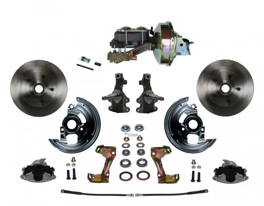 Front Power 2" Drop Spindle Kit with Plain Rotors and Zinc Plated Calipers