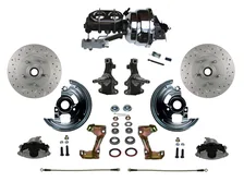 Front Power 2" Drop Spindle Kit with Drilled Rotors and Zinc Plated Calipers image 1