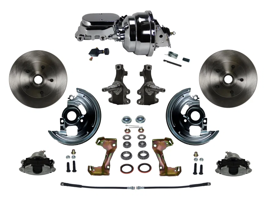 Front Power 2" Drop Spindle Kit with Plain Rotors and Zinc Plated Calipers