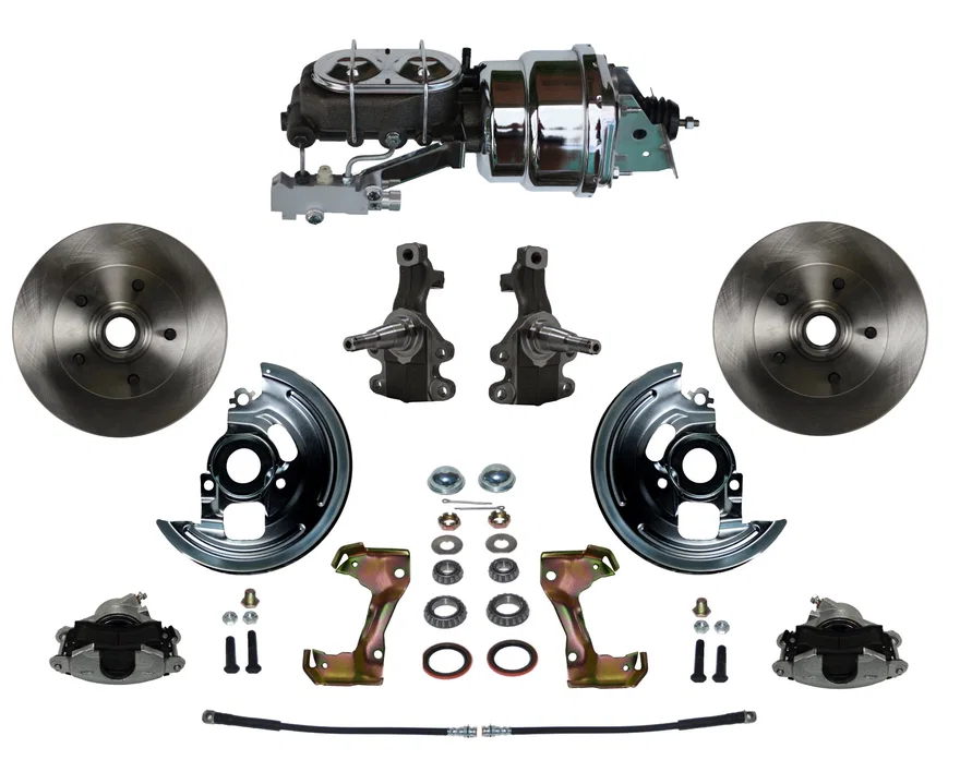 Front Power 2" Drop Spindle Kit with Plain Rotors and Zinc Plated Calipers