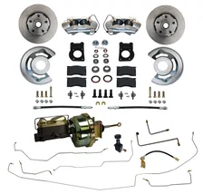 Power Front Kit with Plain Rotors Zinc Plated Calipers and Pre-Bent Line Kit for Ford Mustang image 1