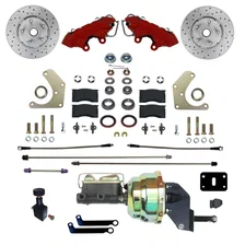 Power Front Kit with Drilled Rotors and Red Powder Coated Calipers image 1