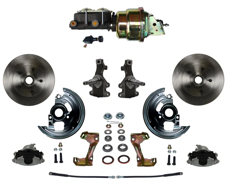 Front Power 2" Drop Spindle Kit with Plain Rotors and Zinc Plated Calipers