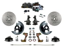 Front Power 2" Drop Spindle Kit with Drilled Rotors and Zinc Plated Calipers image 1