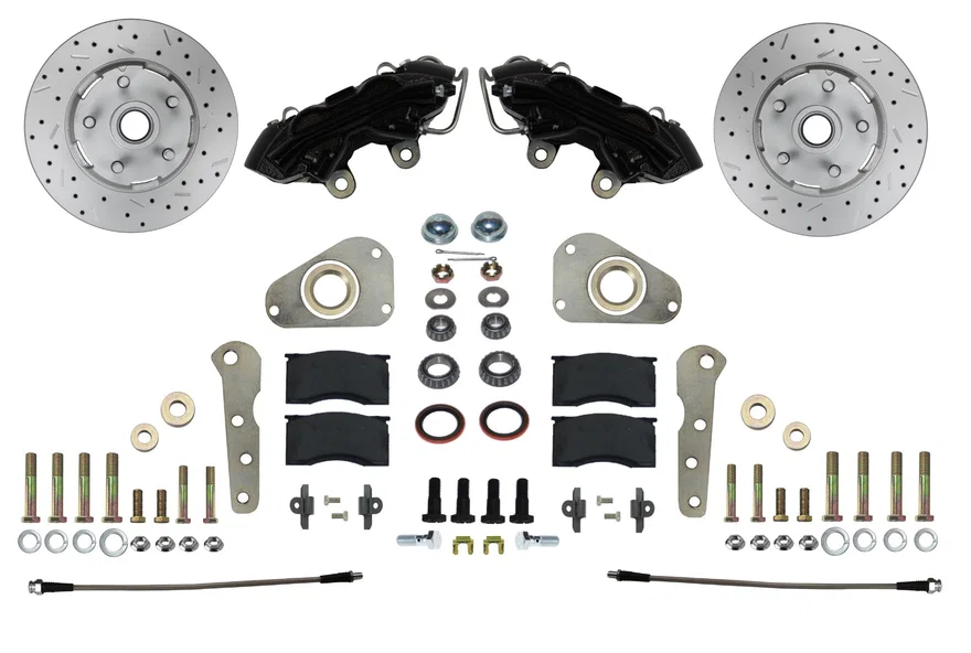 Front Spindle Kit with Drilled Rotors and Black Powder Coated Calipers