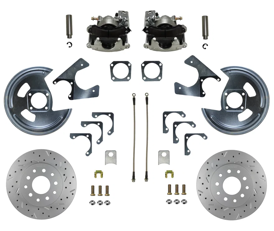 Rear Disc Brake Kit  with Drilled Rotors and Zinc Plated Calipers