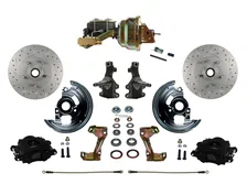 Front Power Kit with 2" Drop Spindles Drilled Rotors and Black Powder Coated Calipers image 1