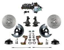 Front Power 2" Drop Spindle Kit with Drilled Rotors and Zinc Plated Calipers image 1