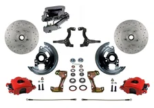 Manual Front Kit with Drilled Rotors and Red Powder Coated Calipers image 1
