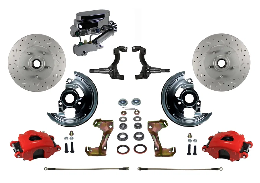 Manual Front Kit with Drilled Rotors and Red Powder Coated Calipers