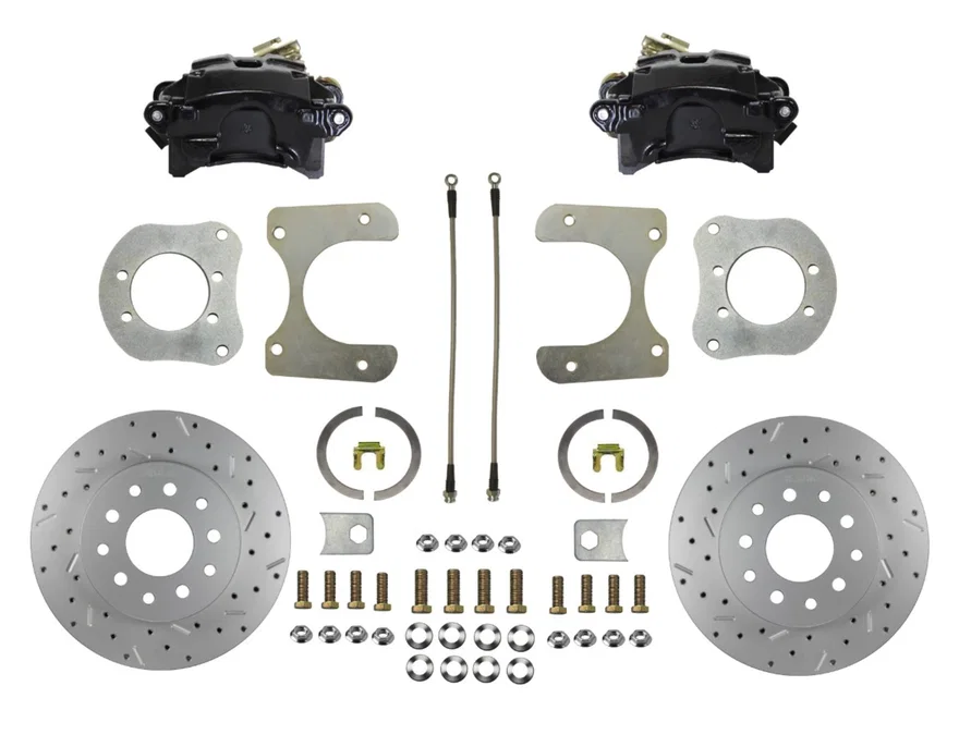 Rear Disc Brake Kit  with Drilled Rotors and Black Powder Coated Calipers for Jeep