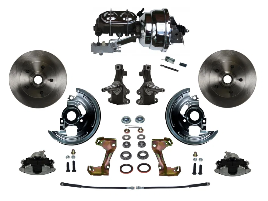 Front Power 2" Drop Spindle Kit with Plain Rotors and Zinc Plated Calipers