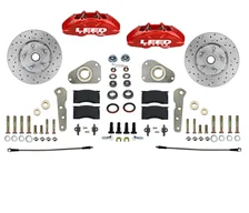 Front Spindle Kit with Drilled Rotors and Red Powder CoatedCalipers image 1