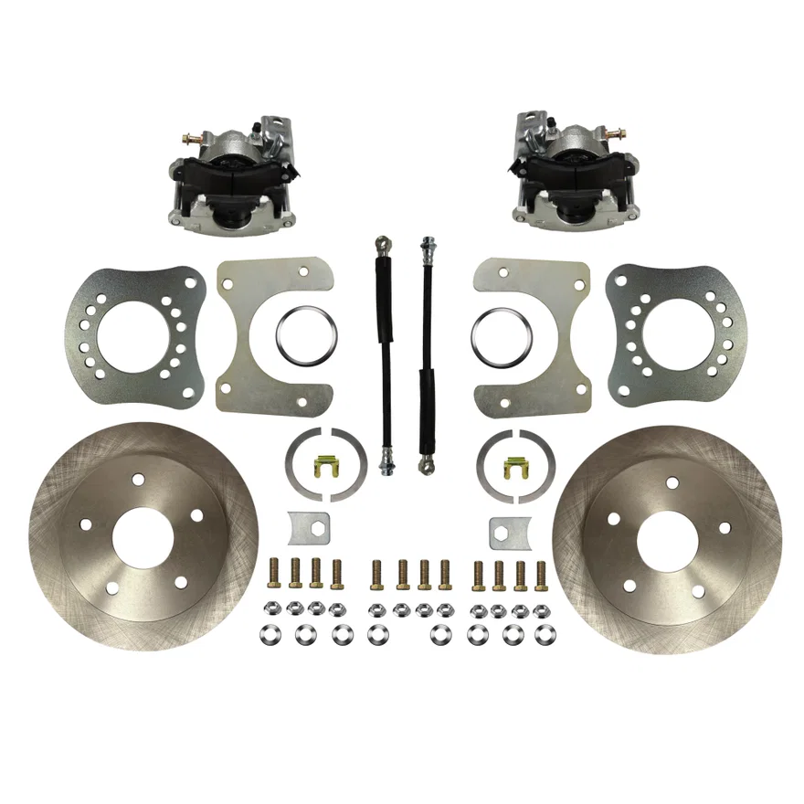Rear Disc Brake Kit with Plain Rotors and Zinc Plated Calipers for Ford