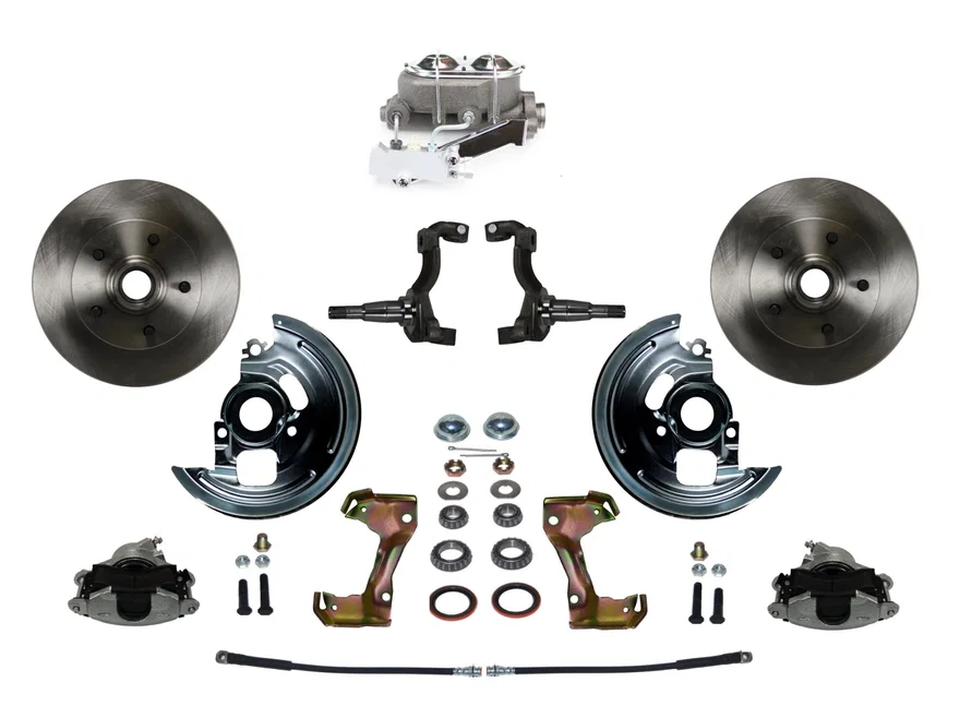 Manual Front Kit with Plain Rotors and Zinc Plated Calipers for Chevrolet Chevy II