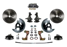 Front Manual 2" Drop Spindle Kit with Plain Rotors and Zinc Plated Calipers for Chevrolet Chevy II image 2