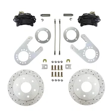 Rear Disc Brake Kit  with Drilled Rotors and Black Powder Coated Calipers image 1
