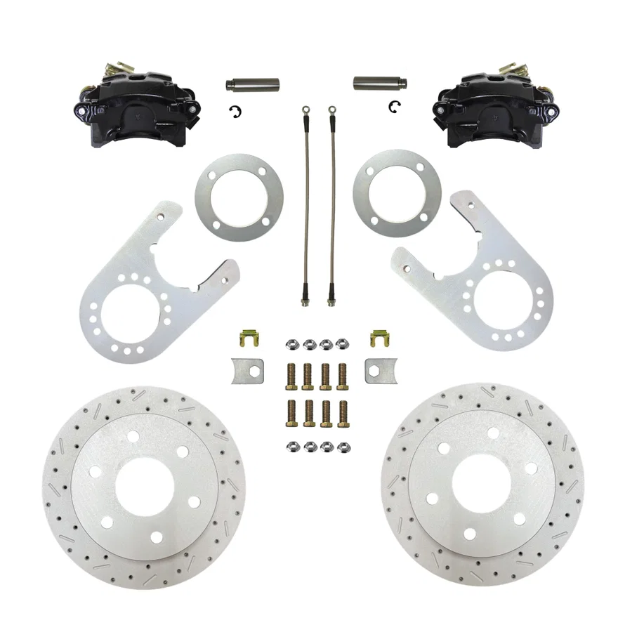 Rear Disc Brake Kit  with Drilled Rotors and Black Powder Coated Calipers