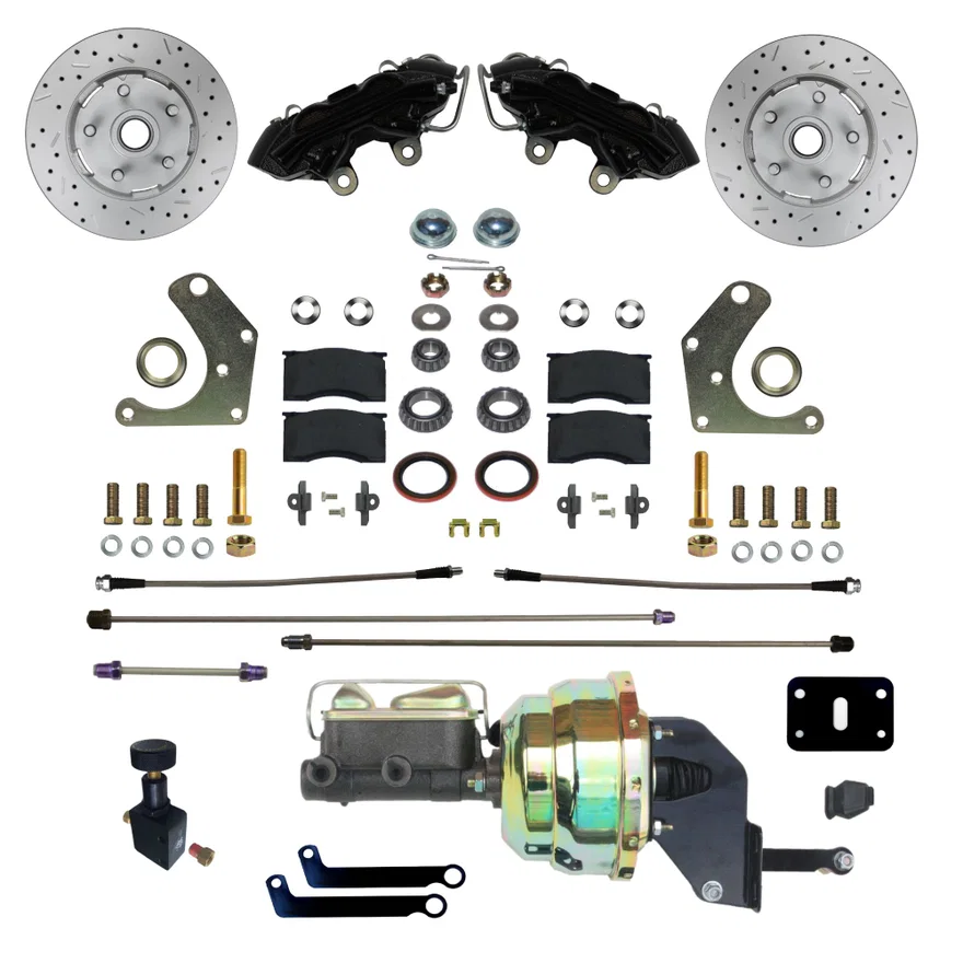 Power Front Kit with Drilled Rotors and Black Powder Coated Calipers