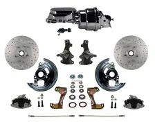 Front Power 2" Drop Spindle Kit with Drilled Rotors and Zinc Plated Calipers image 1