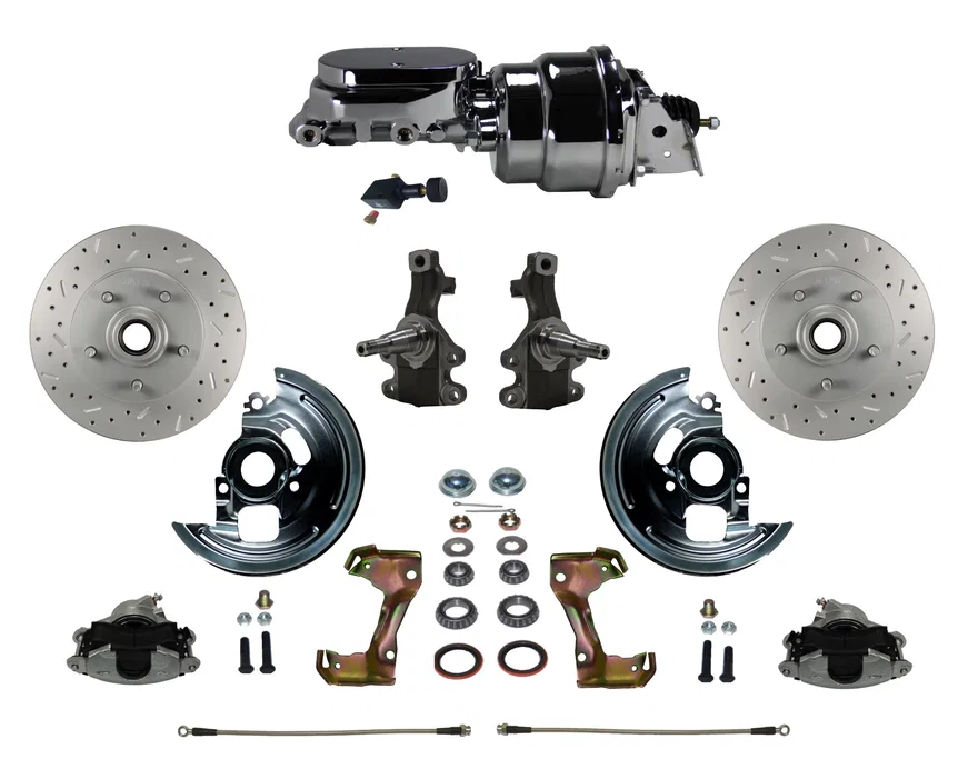 Front Power 2" Drop Spindle Kit with Drilled Rotors and Zinc Plated Calipers