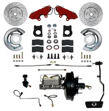Power Front Kit with Drilled Rotors and Red Powder Coated Calipers image 1
