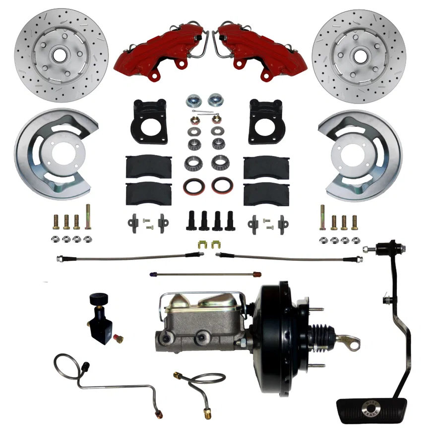Power Front Kit with Drilled Rotors and Red Powder Coated Calipers