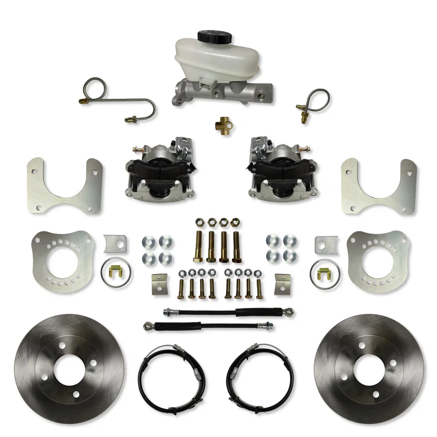 Rear Disc Brake Kit with Plain Rotors and Zinc Plated Calipers for Ford Mustang